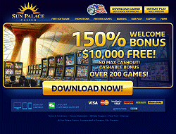 SUN PALACE CASINO: No Deposit Gambling Casino Welcome Bonuses for September 25, 2022